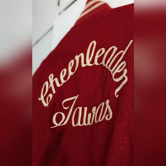 Vintage Cheerleader Varsity Wool Jacket - Red - Picture 2 of 16